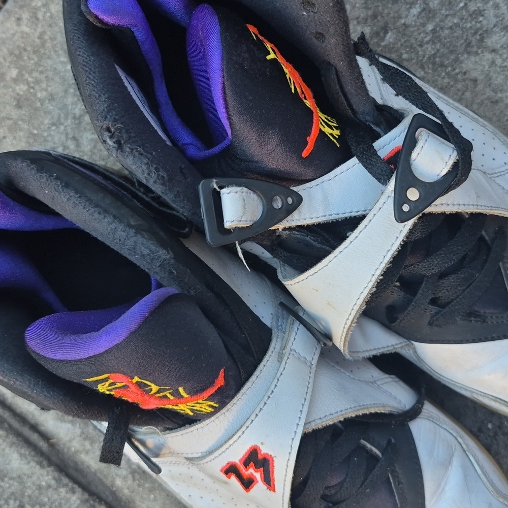 Air Jordan [23] Black and White High-Top Sneakers - Picture 4 of 7